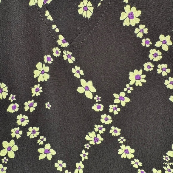 NWT GANNI Printed Floral Crepe V-Neck Blouse Black Margarita Size 34 (S/M) - Picture 9 of 15